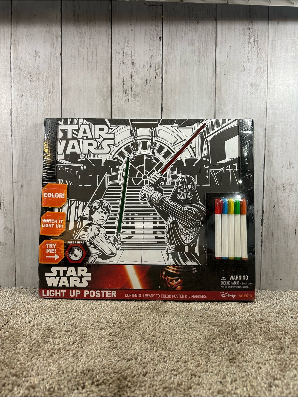 NEW Star Wars Light Up Poster 5 Markers Factory Sealed